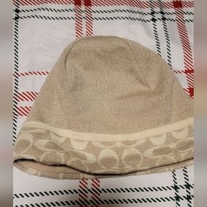 Coach Beige Women's Hat with Signature Pattern